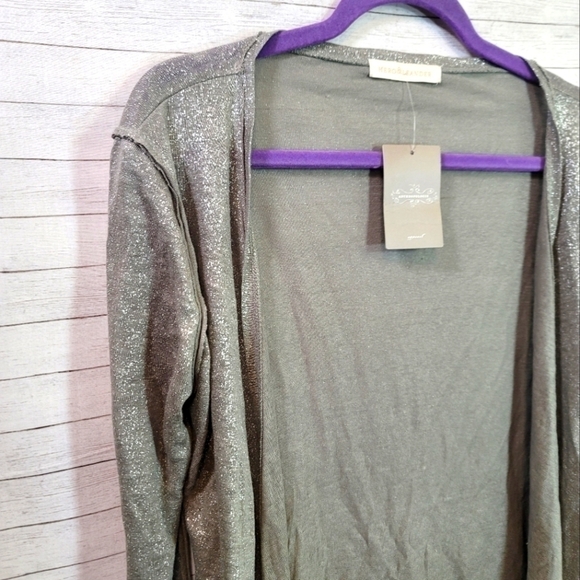 HERO & LEANDER 100% LINEN MOSS SPARKLE LIGHTWEIGHT CARDIGAN, SZ LARGE - Picture 3 of 15